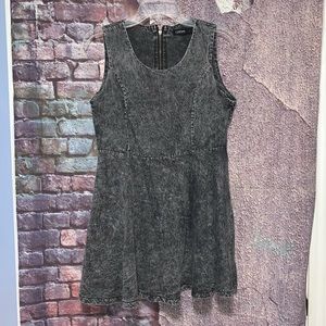 Estampa Black Jean Zip Mini Dress Skate Size Large